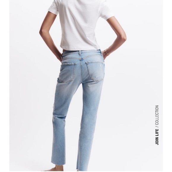 ZARA Flare Cropped Light Blue Jeans BNWT - Picture 2 of 7